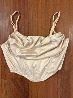 Urban Outfitters Cream Satin Cowl Bustier Top